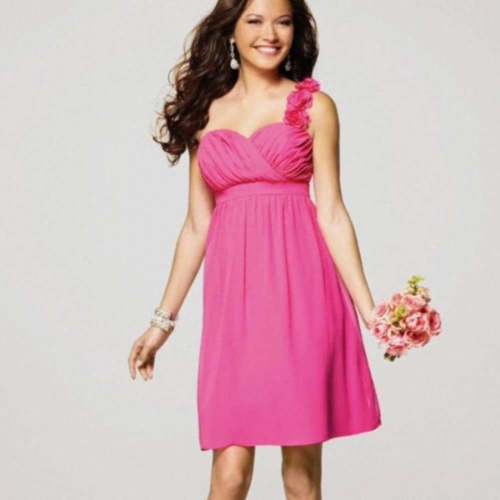 Alfred Angelo Fuchsia Dress 12 Evening Party Cocktail Wedding Dress‎ One Strap